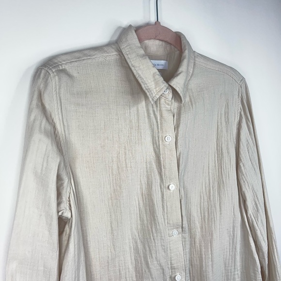 Aritizia Little Moon Organic Cotton Gauze Sail Shirt Cream Button Up Relaxed XS - Picture 4 of 13